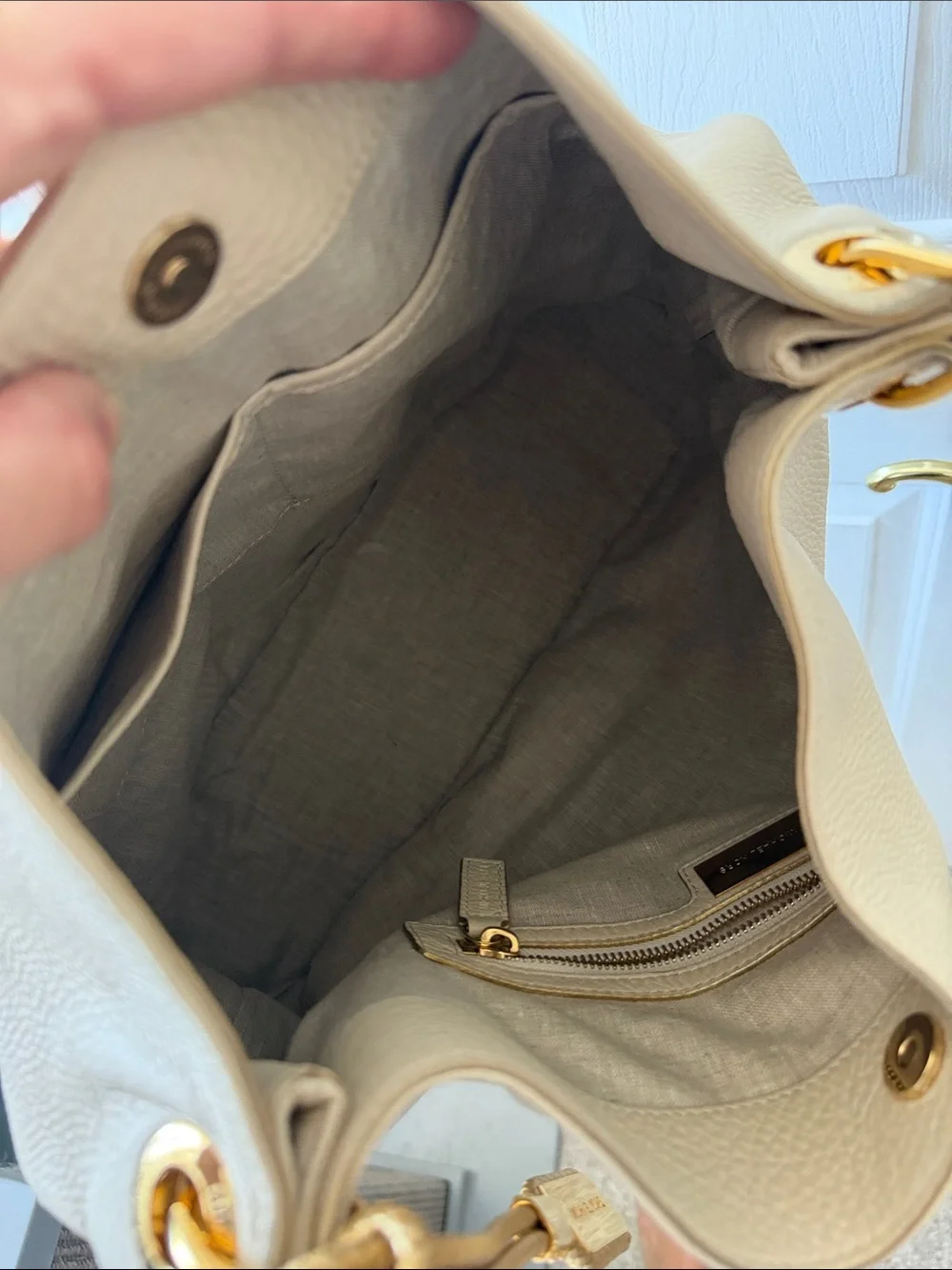 Michael Kors Cream Leather Shoulder Hobo with Gold Braided Handle